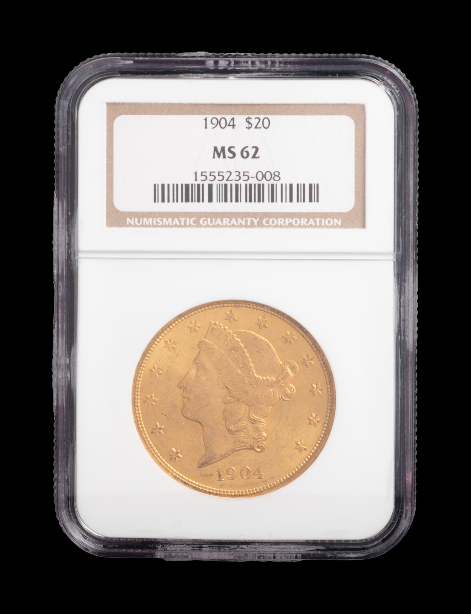 A 1904 Liberty Head Gold $20 Coin (NGC MS62)