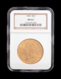 A 1904 Liberty Head Gold $20 Coin (NGC MS62)