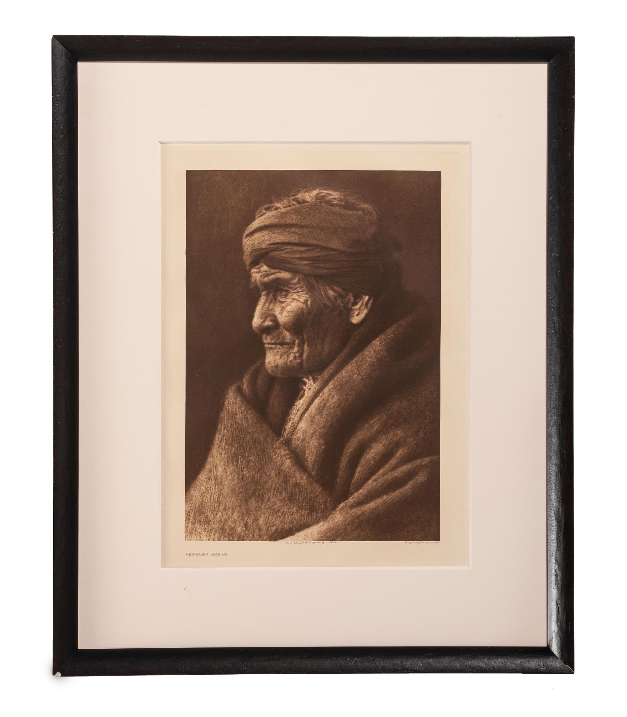 CURTIS, Edward (1868-1952). Geronimo - Apache ([plate 2], portfolio 1). Restrike photogravure.