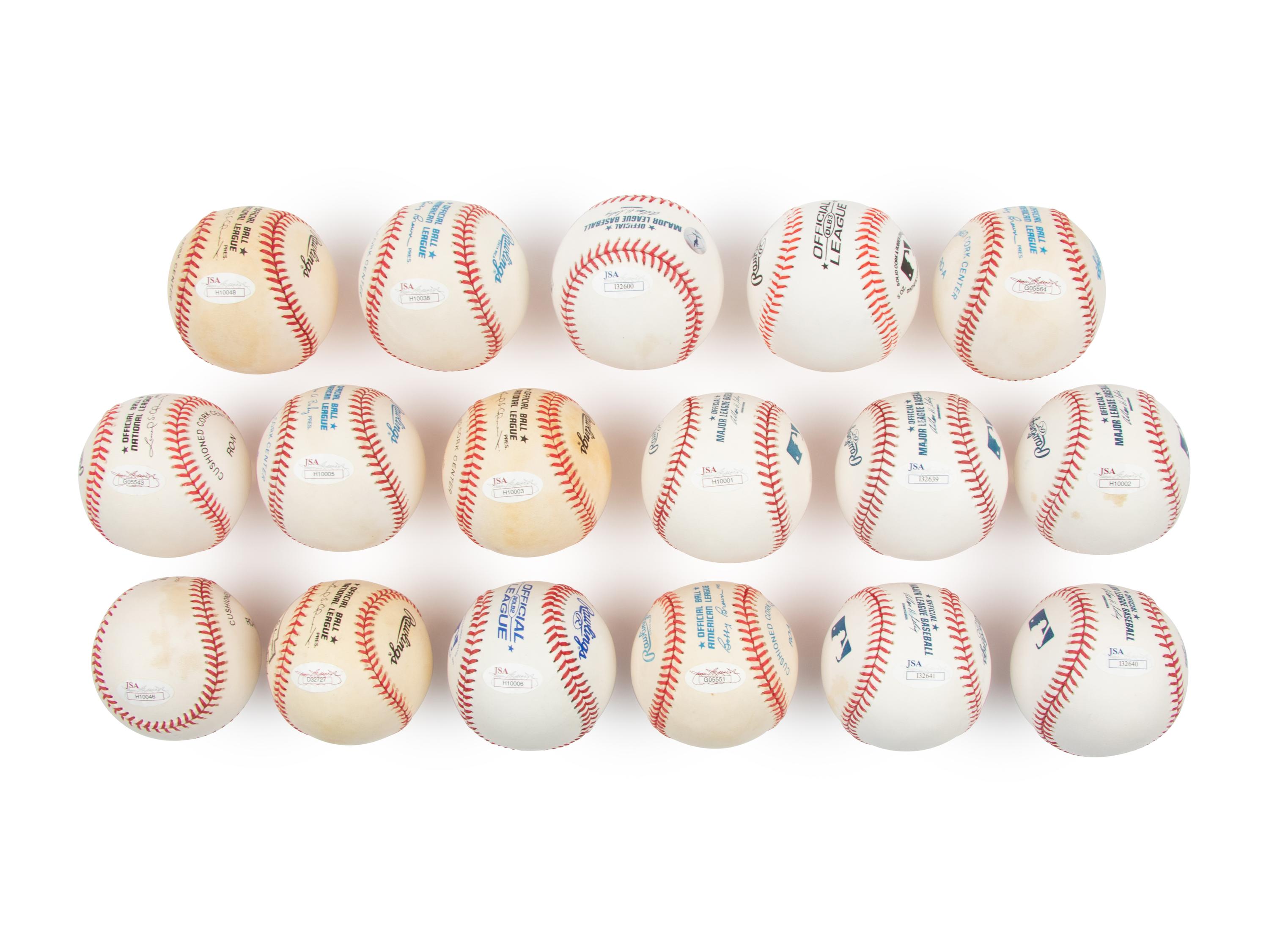 A Collection of 16 Ford Frick Hall of Fame Announcer Signed Autograph Baseballs (JSA)