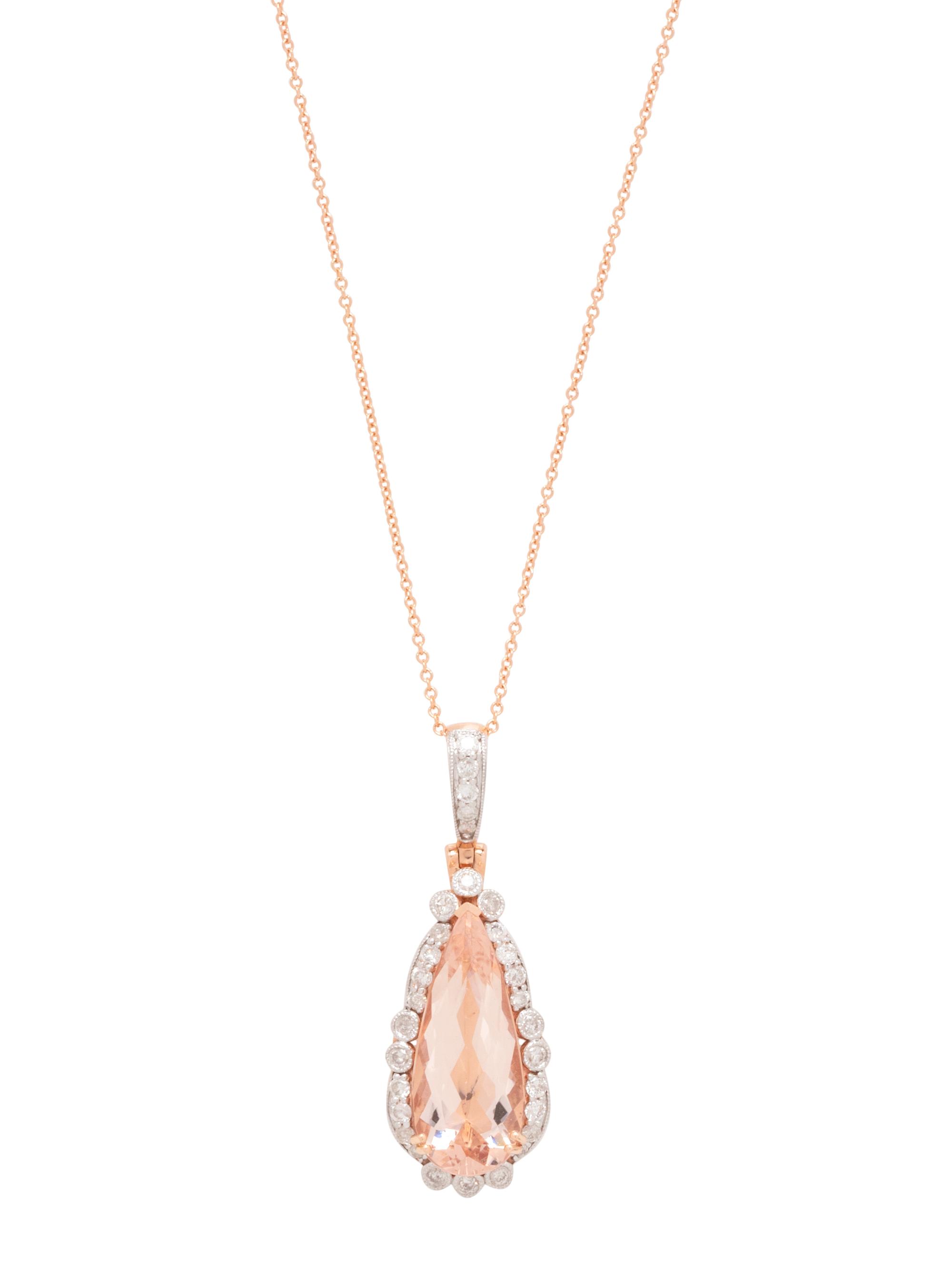 ROSE GOLD, MORGANITE AND DIAMOND PENDANT/NECKLACE