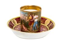 A Royal Vienna Porcelain Teacup and Saucer, Diameter of saucer 5 inches.