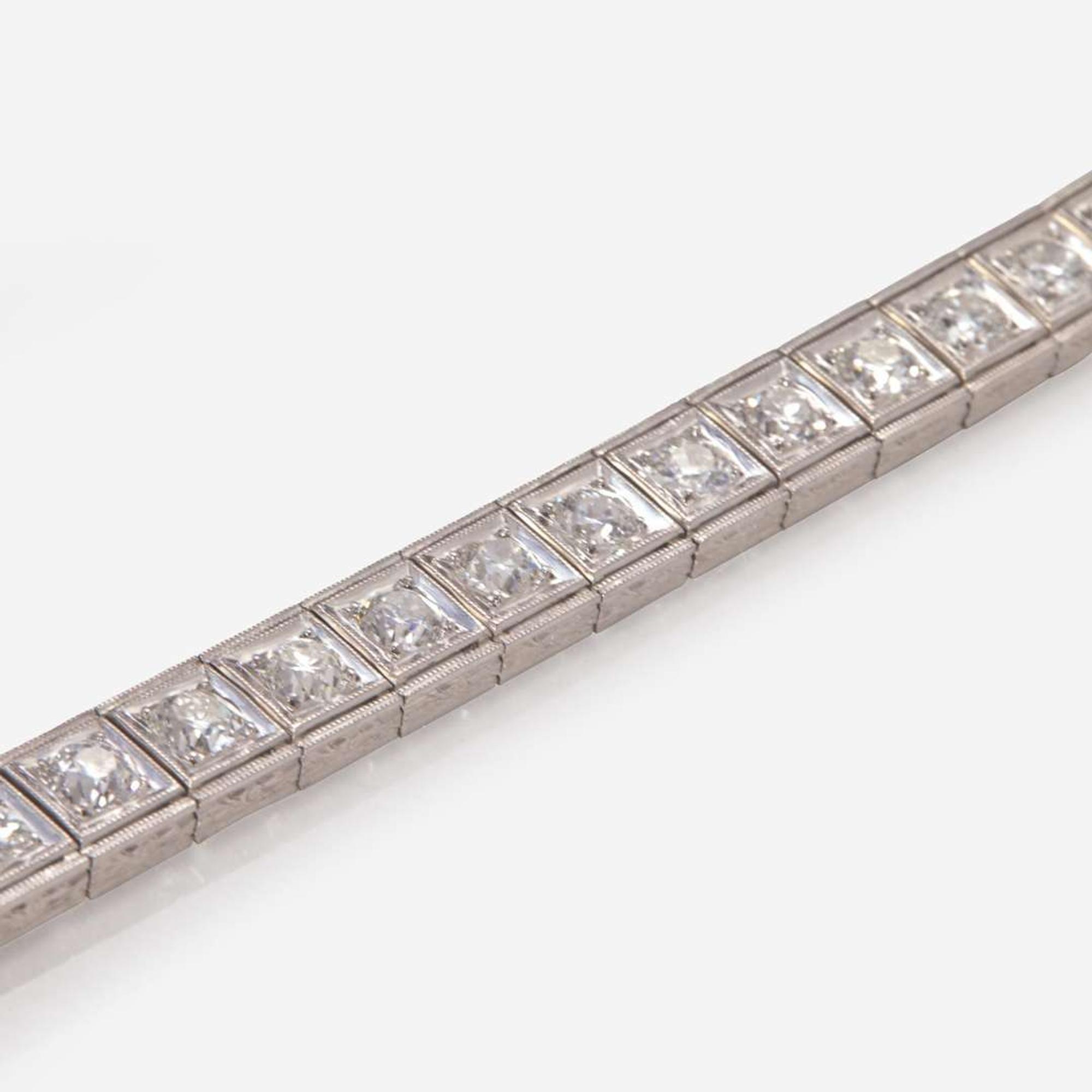 A Platinum and Diamond Line Bracelet
