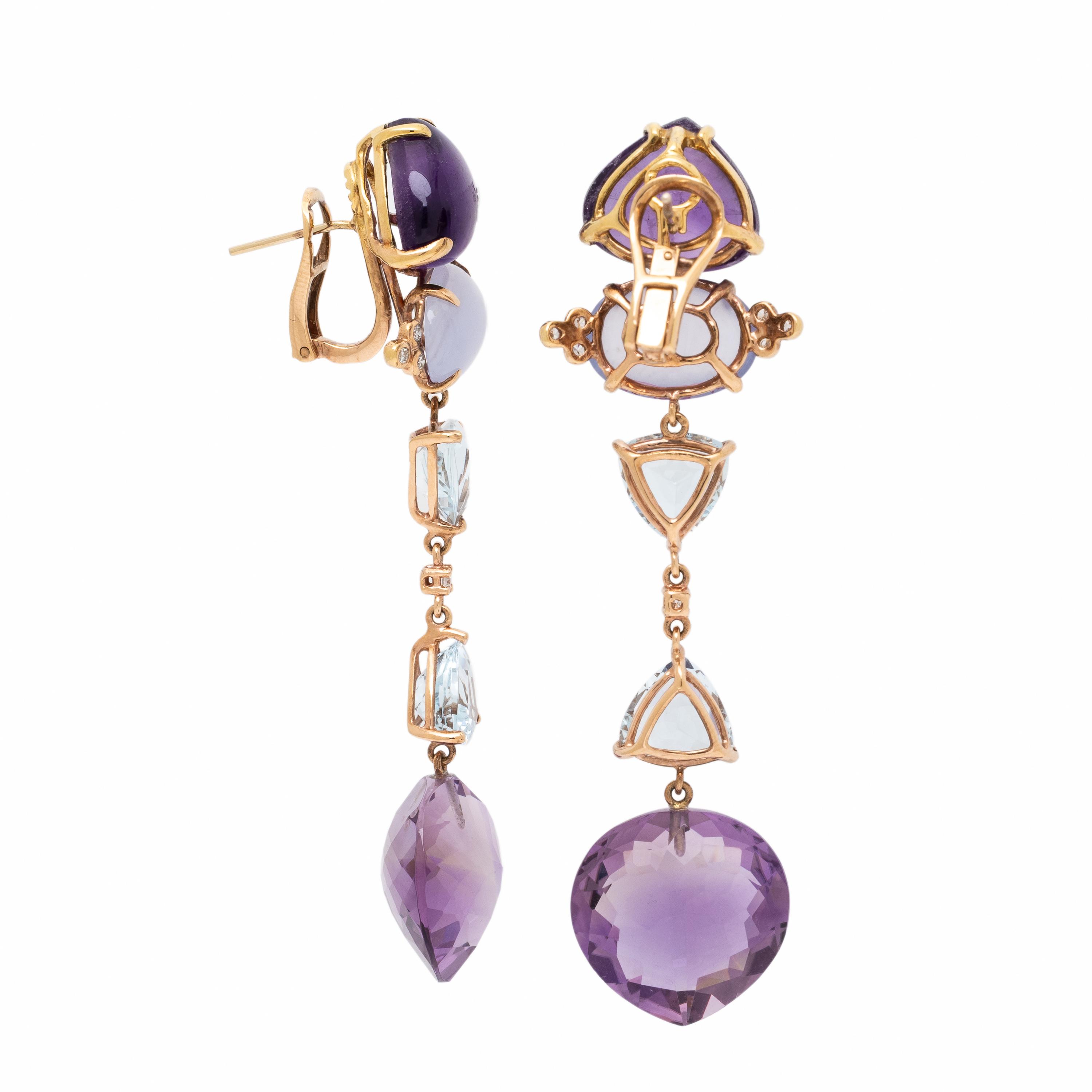 Multigem and Rose Gold Earrings