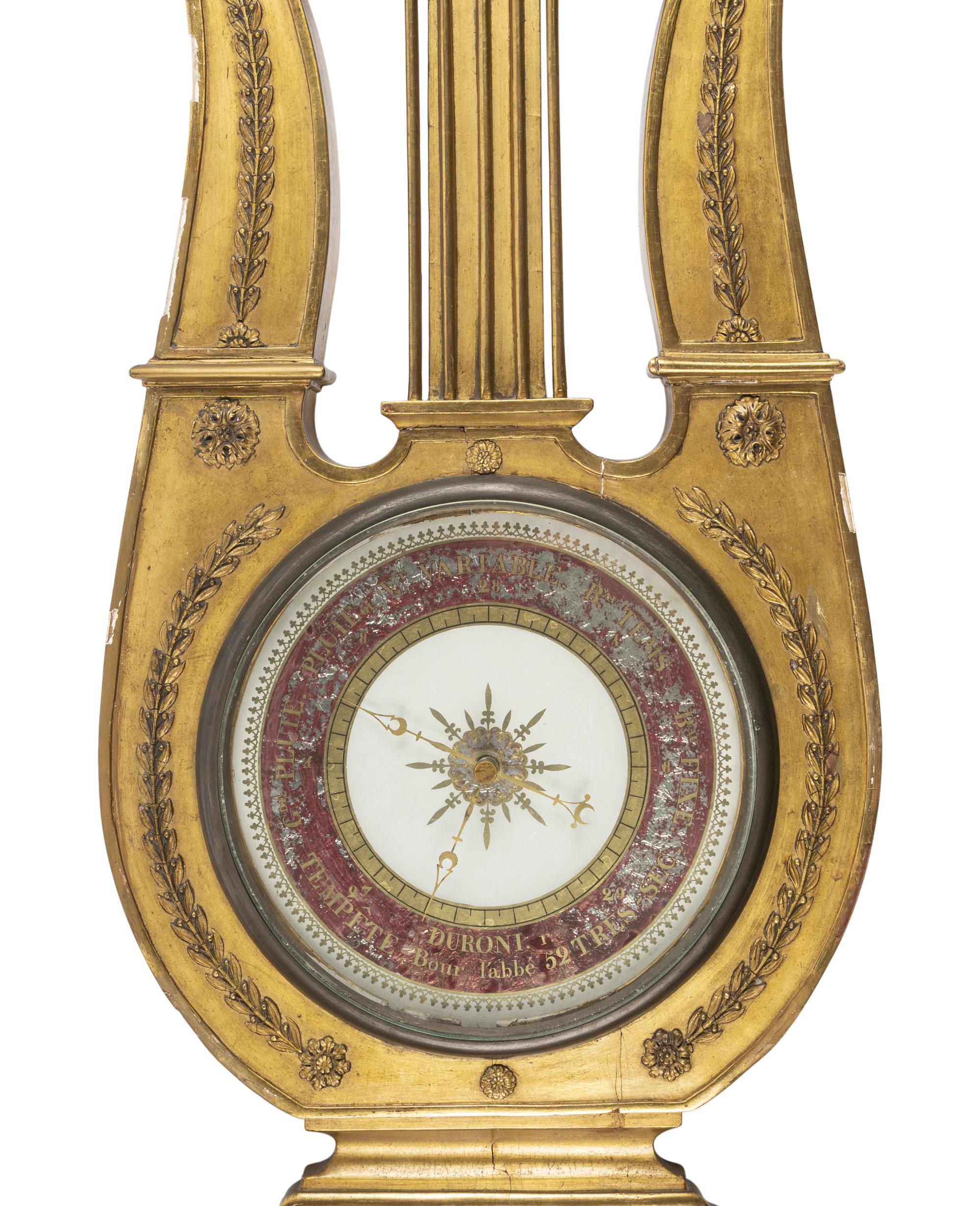 An Empire Giltwood and Reverse-Painted Glass Barometer