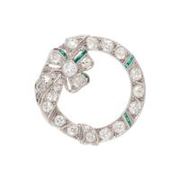 ART DECO, DIAMOND WREATH PENDANT/BROOCH