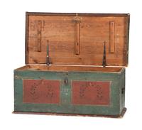 A Country Painted Yellow Pine Storage Chest