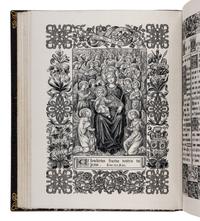 WOVEN PRAYERBOOK FROM THE WORLD’S FAIR IN PARIS R.P.J. Hervier, designer, J. A. Henry, fabricator, A. Roux, editor Livre de Prières tissé d’après les enluminures des manuscrits du XIVe au XVIe siècle [Book of Prayers woven after illuminations in manuscripts of the fourteenth and fifteenth century], in Latin and French, illustrated book woven in silk [Lyons, dated 8 September 1887]