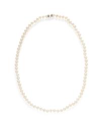 THREE CULTURED PEARL AND DIAMOND NECKLACES WITH TWO BRACELETS