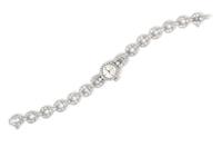 A Platinum, White Gold and Diamond Cal. 650 Wristwatch, Omega, 15.90 dwts.