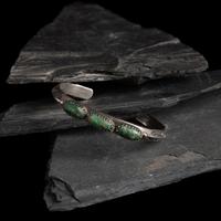 Navajo Stamped and Carinated Ingot Cuff Bracelet with Cerrillos Turquoise