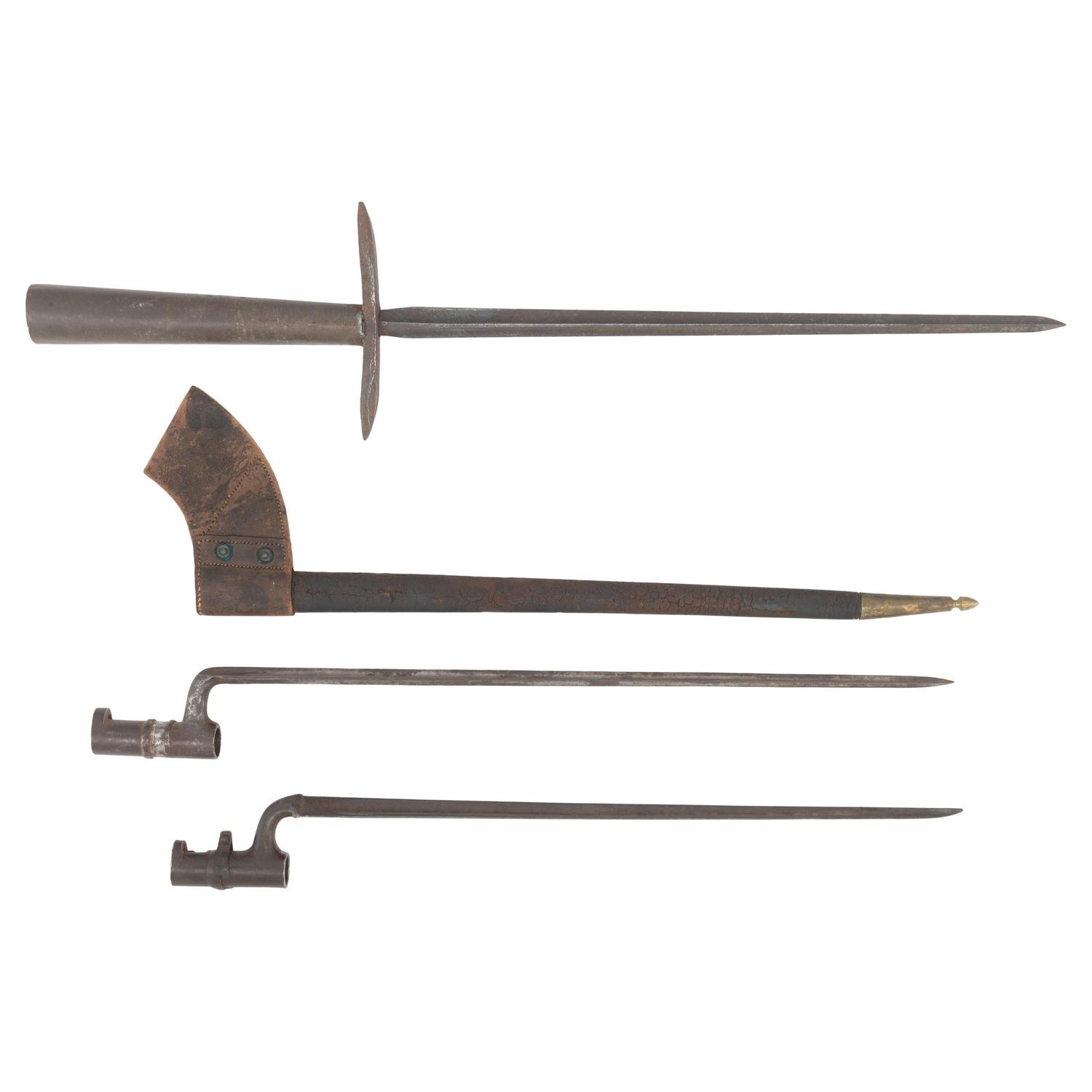 Two Civil War Import Socket Bayonets and A Post-Civil War Pike Head