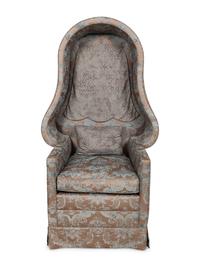 A Contemporary Porter's Chair with Fortuny Cotton Upholstery