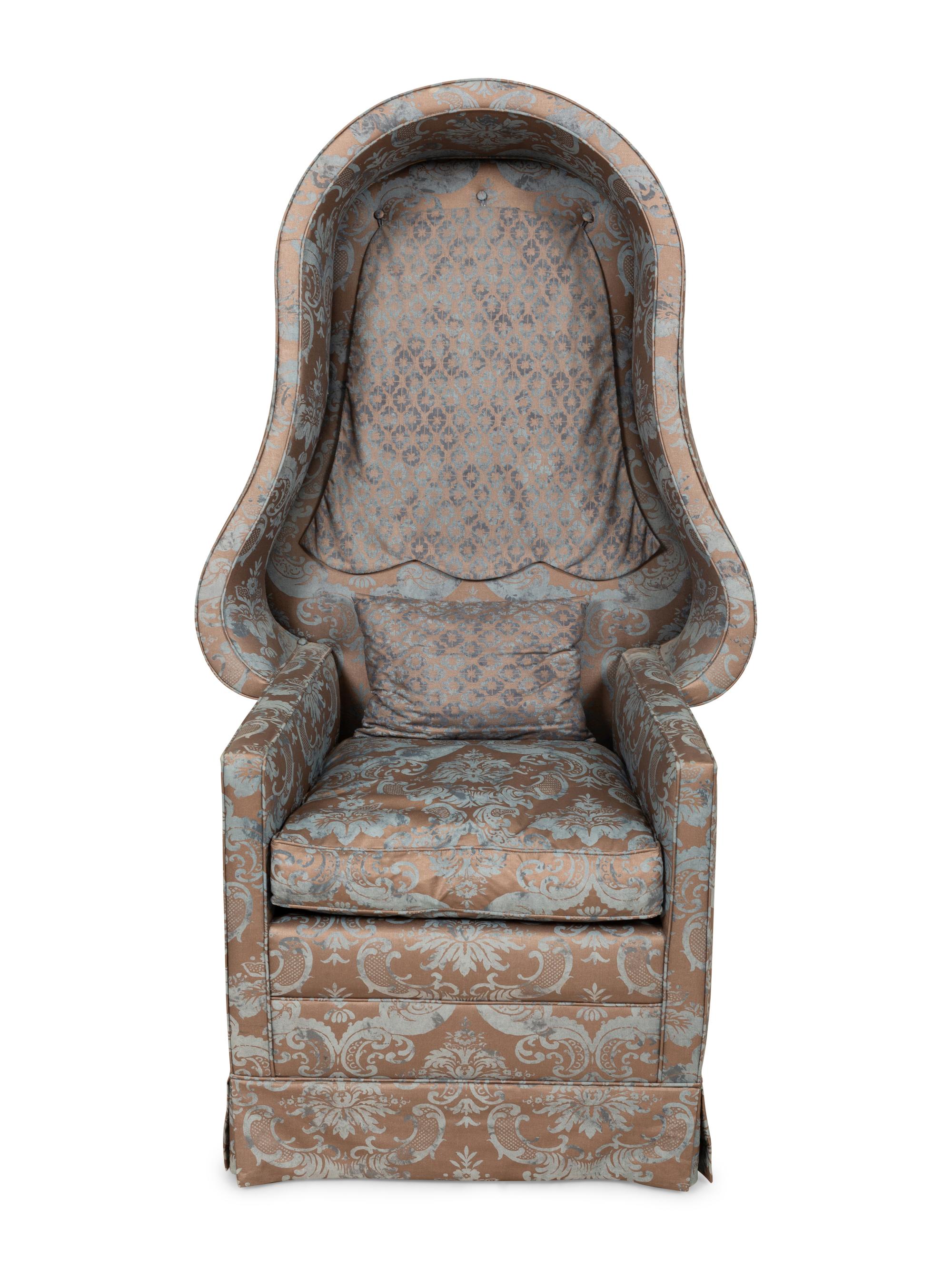 A Contemporary Porter's Chair with Fortuny Cotton Upholstery