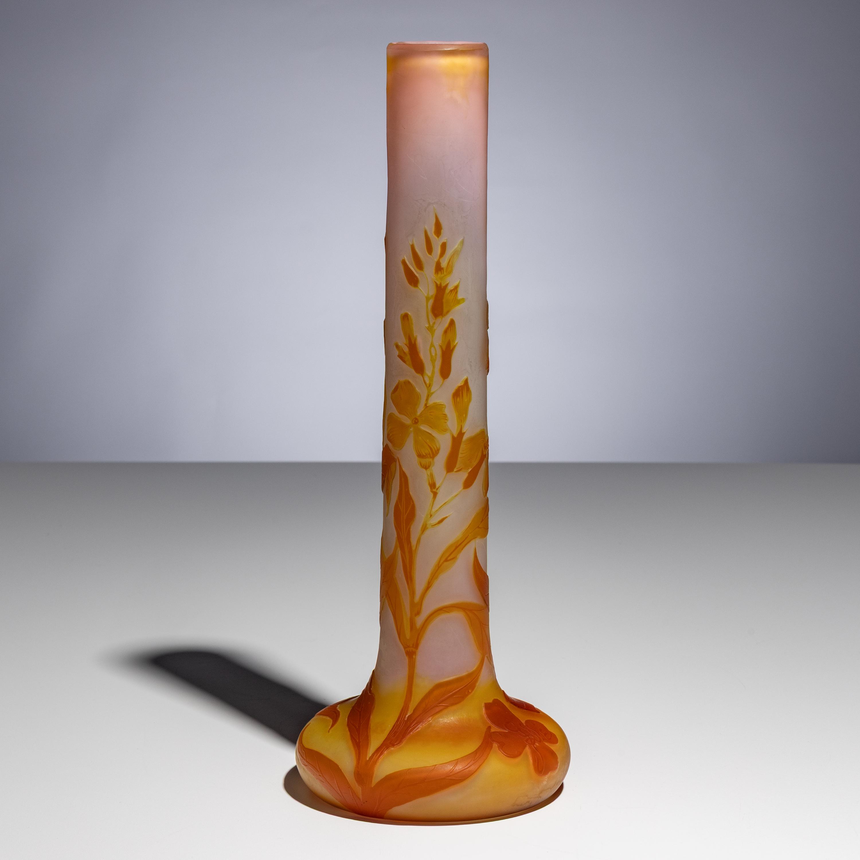 Émile Gallé (French, 1846–1904) — Floral Tube Vase, c. 1900