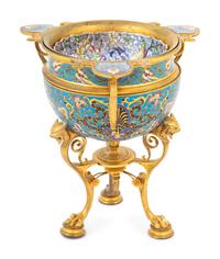 A French Gilt Bronze and Champlevé Centerpiece