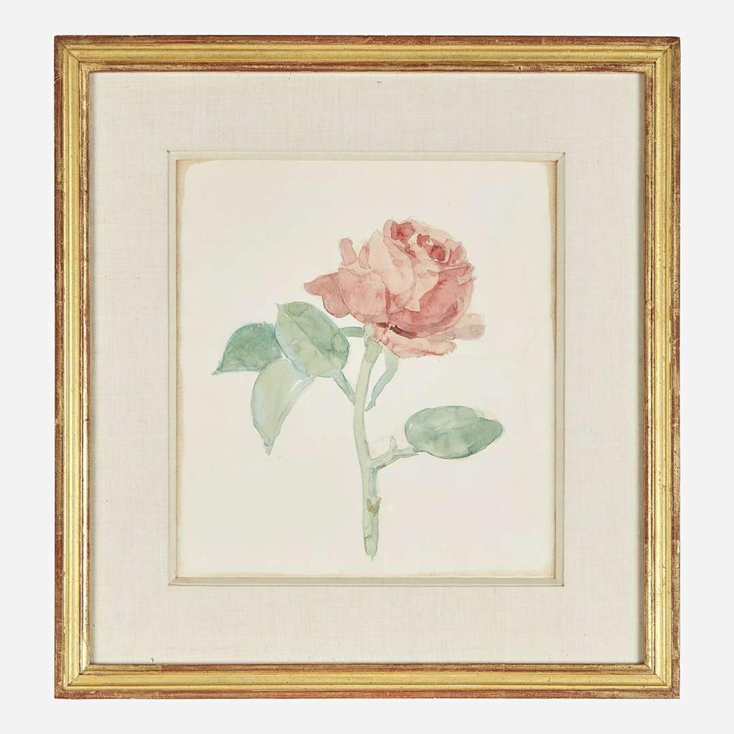 Albert York (American, 1928–2009) Pink Rose on a Yellow Ground