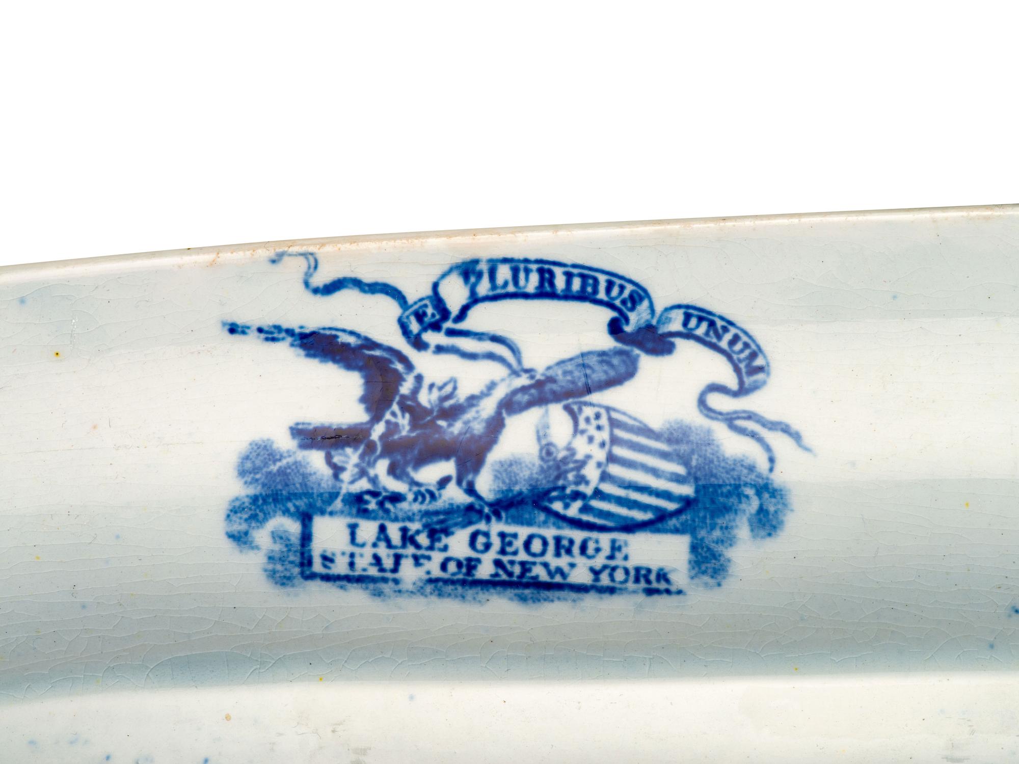 A Staffordshire Blue 'Lake George' Transfer Printed Platter