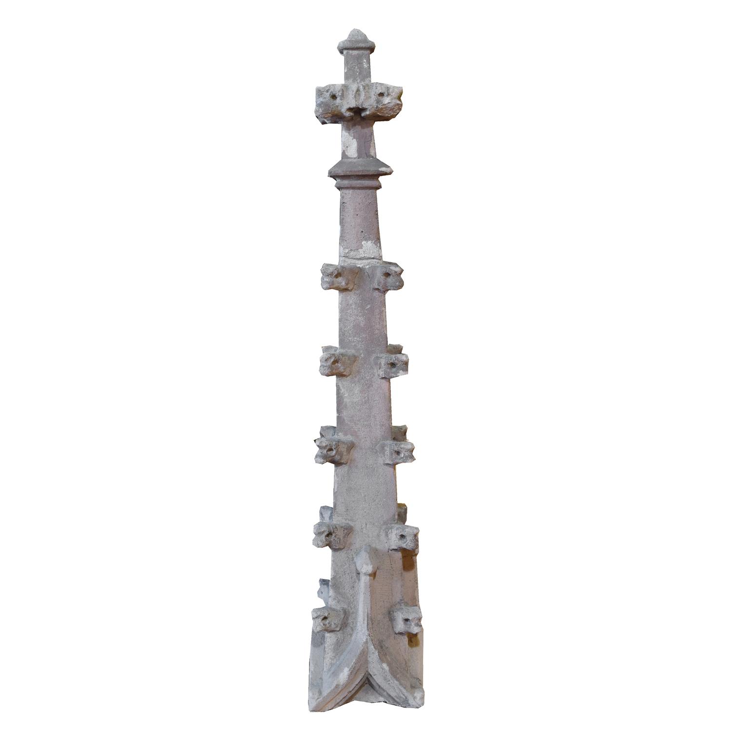 A Pair of Carved Stone Crocketed Finials 5" W x 5" D x 30" H — Germany, 19th Century
