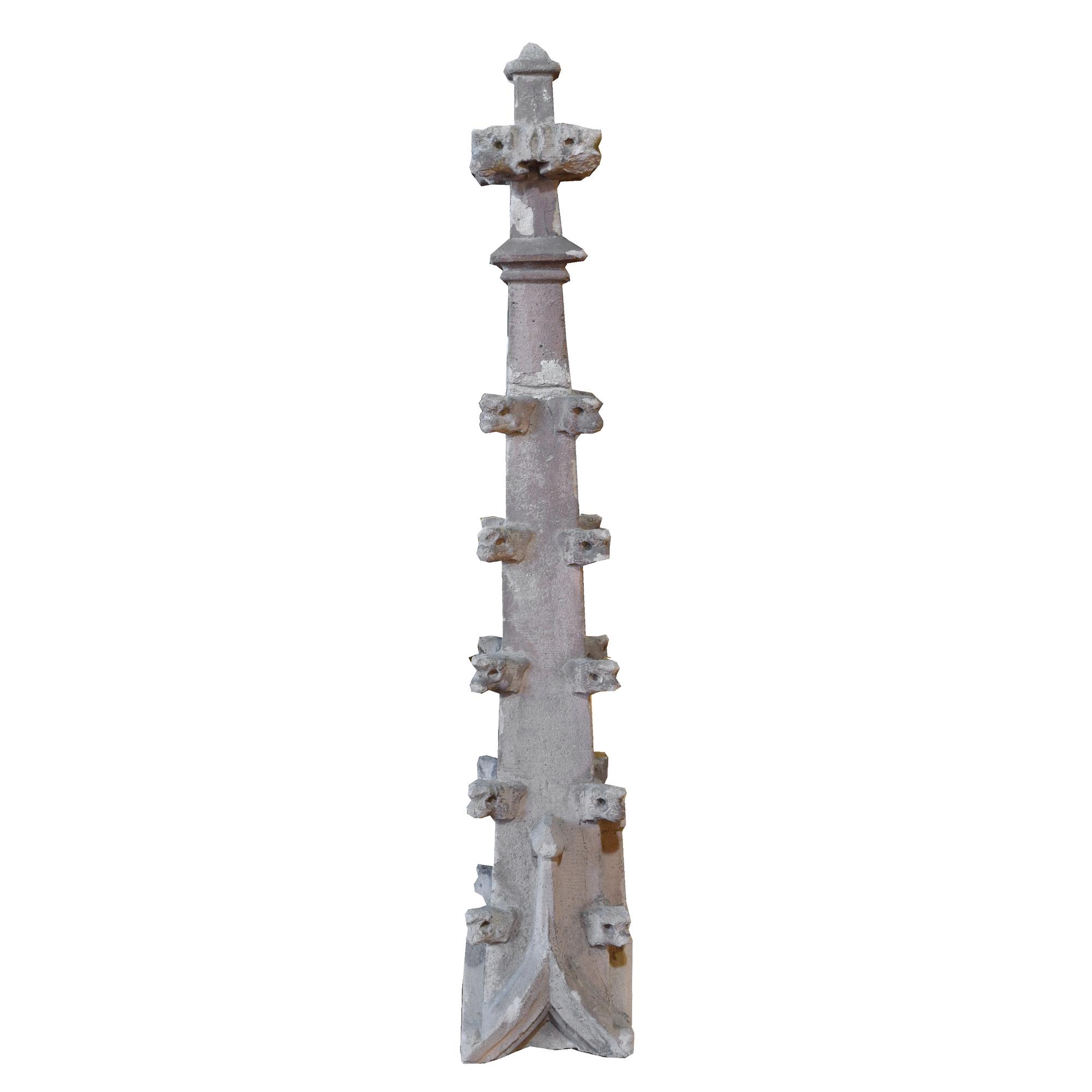 A Pair of Carved Stone Crocketed Finials 5" W x 5" D x 30" H — Germany, 19th Century