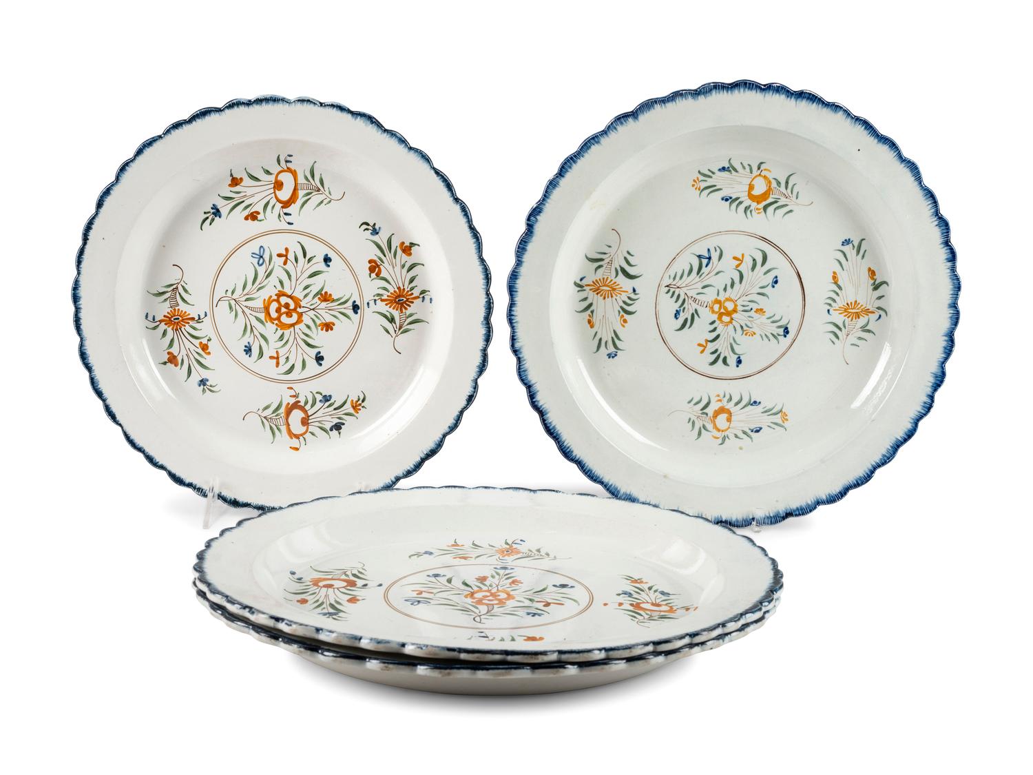 Four English Creamware Chargers