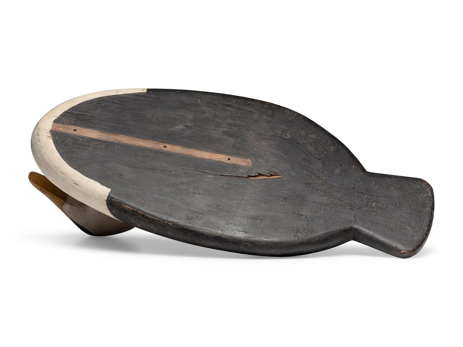 An Oversized Carved and Painted Wood Common Eider Male Decoy