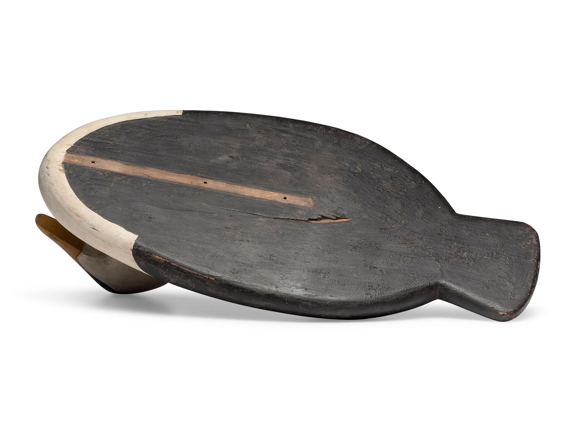 An Oversized Carved and Painted Wood Common Eider Male Decoy