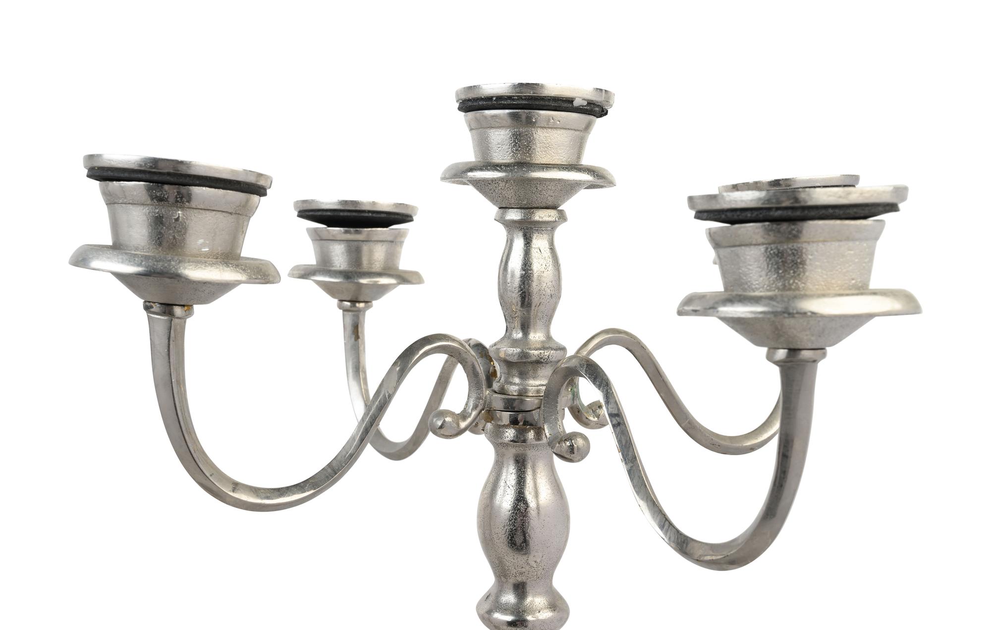 A Large Pair of Silver-Plate Five-Light Candelabra