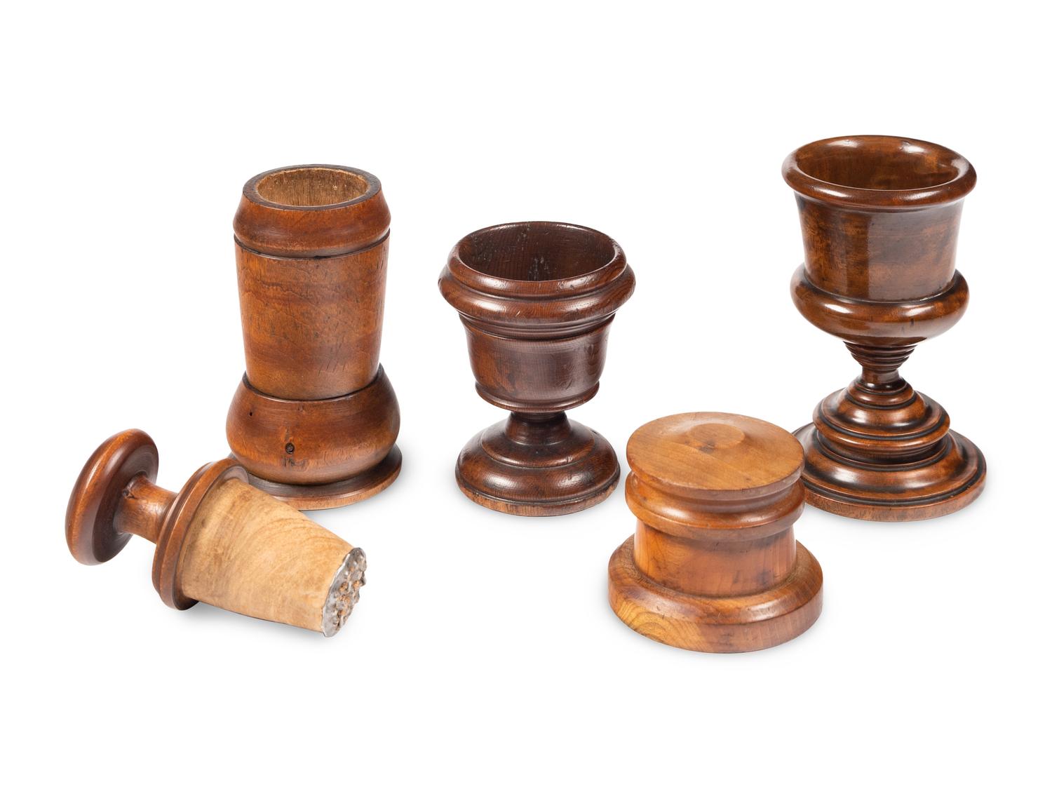 A Group of English Treenware Articles and a Walnut Book Rack