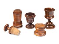 A Group of English Treenware Articles and a Walnut Book Rack