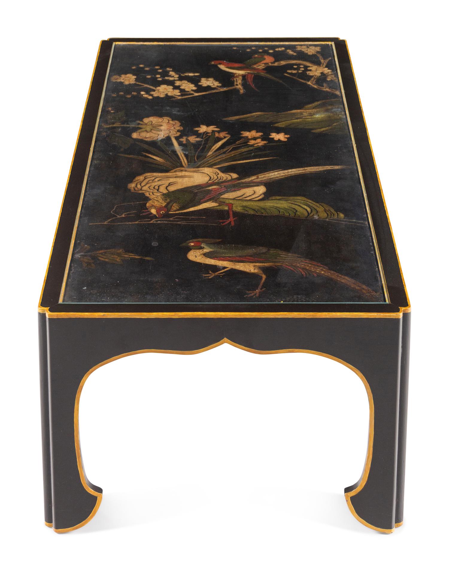 A Japanese Lacquer Panel-Inset Low Table