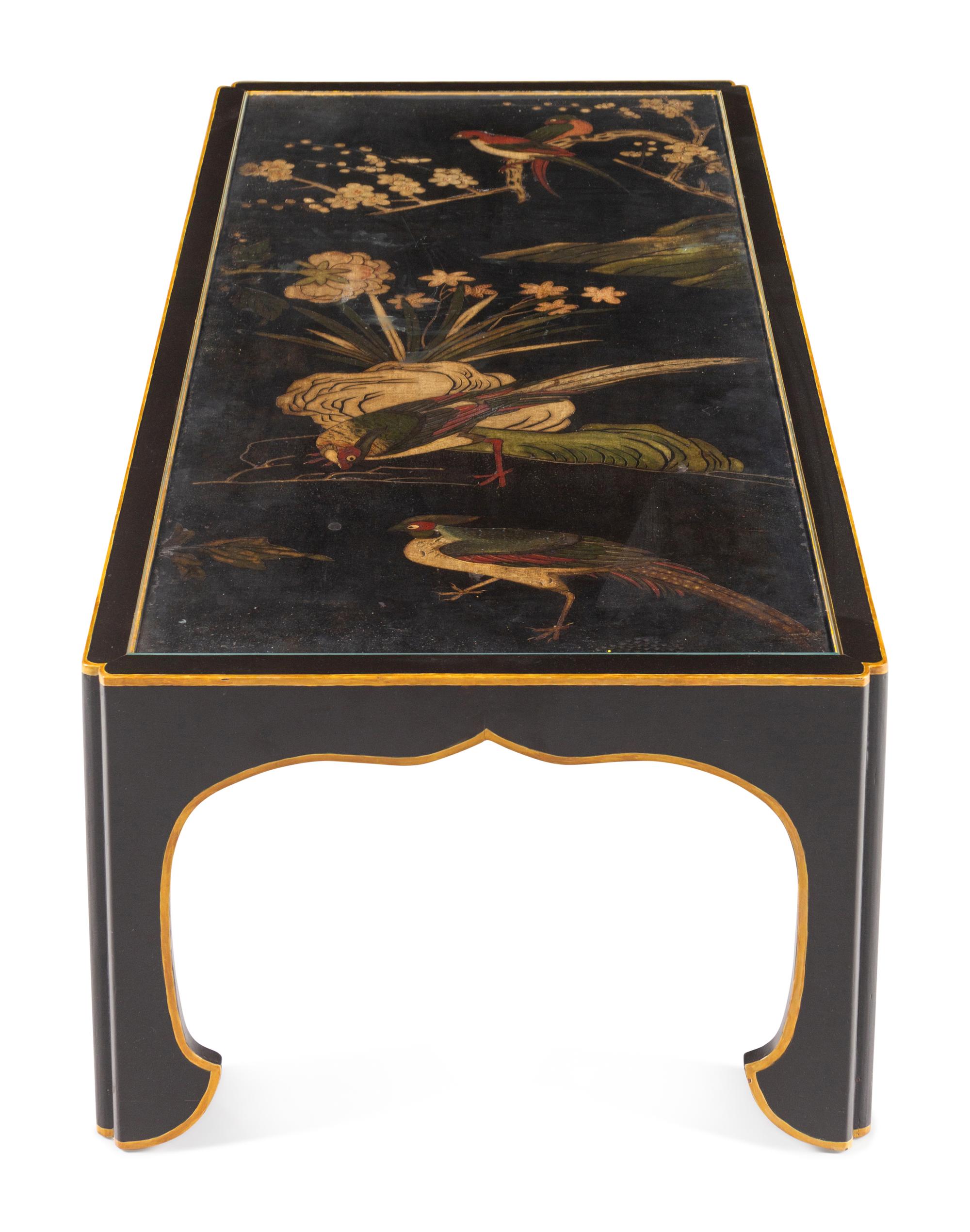 A Japanese Lacquer Panel-Inset Low Table