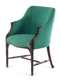 A Faux Bamboo Carved Armchair