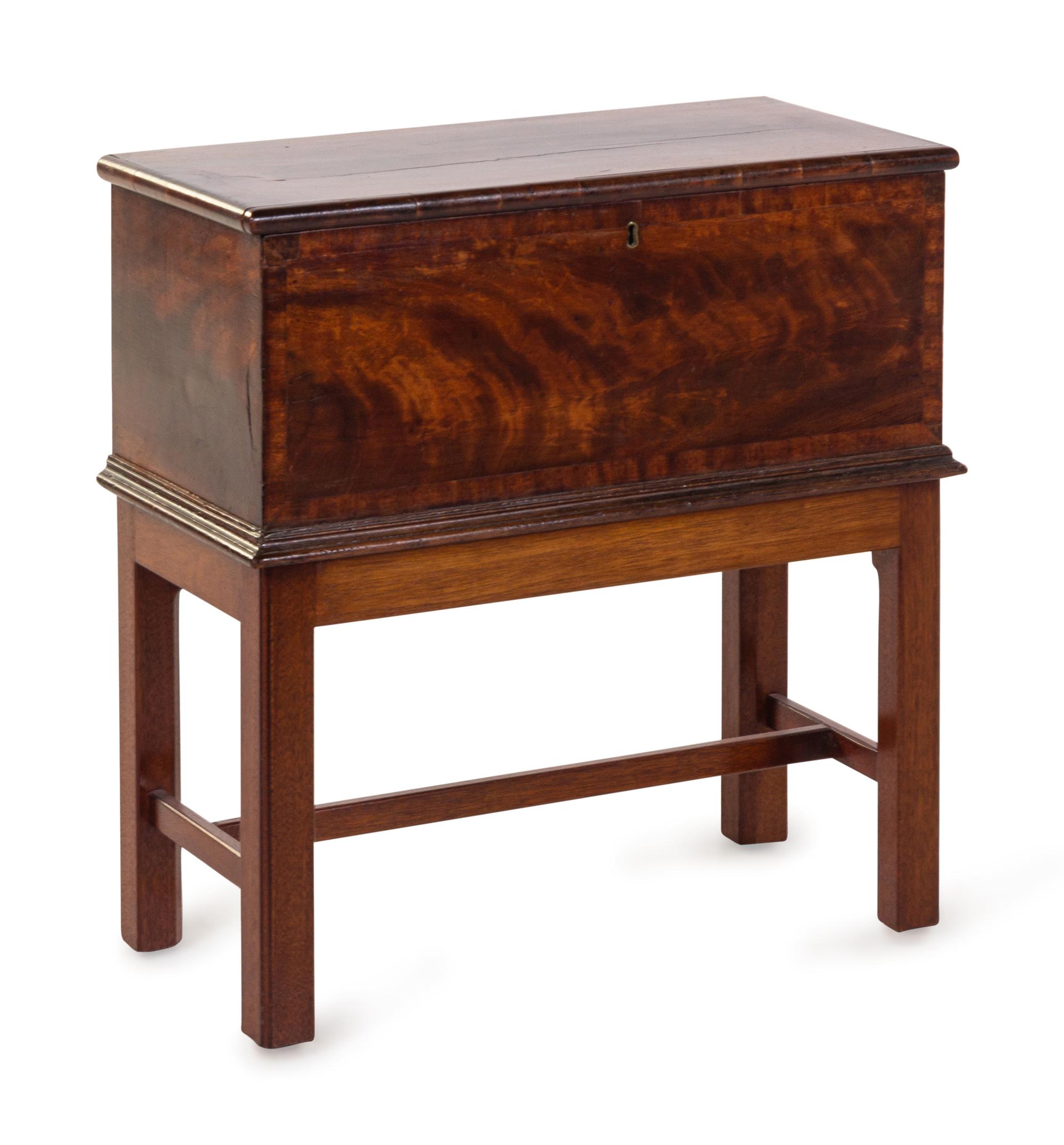 A Chippendale Veneered and Figured Mahogany Box on Stand