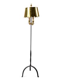 A Metal Floor Lamp with a Gilt Tole Shade