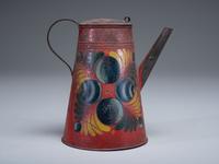 A Toleware Paint-Decorated Tin Coffeepot