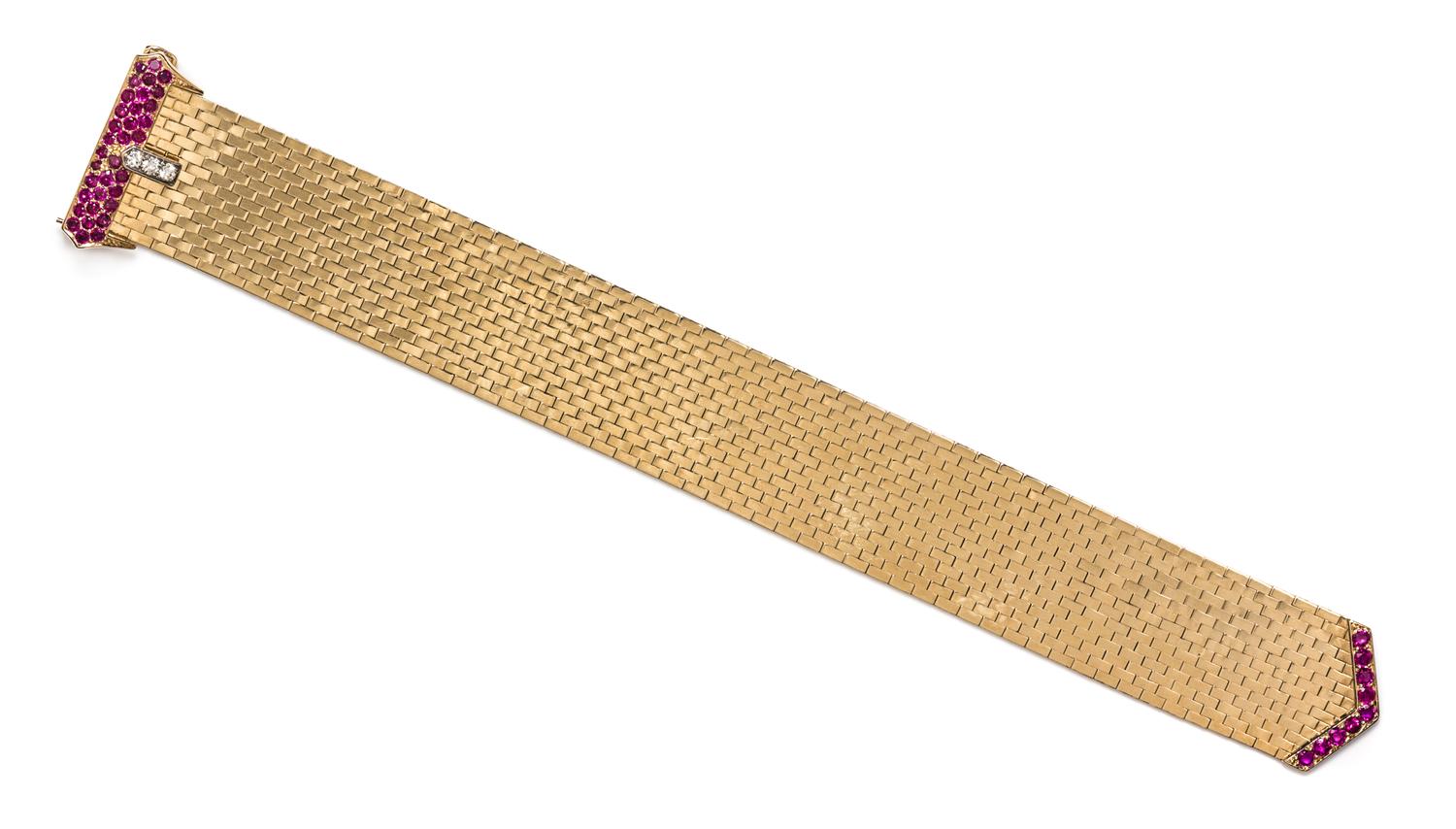 A Yellow Gold, Ruby and Diamond Bracelet, Tiffany & Co., 40.20 dwts.