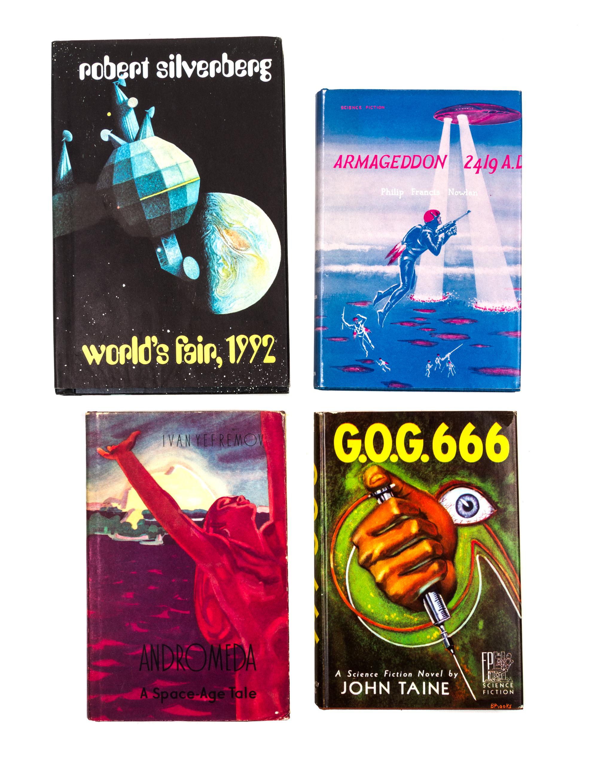 (SCIENCE FICTION, DUST JACKETS) 12 examples of 20th century Science Fiction dust jacket design.