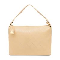 Chanel, Beige Topstitched Leather Bag