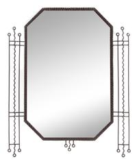 A French Art Deco Wrought Iron Mirror Height 31 x width 27 inches