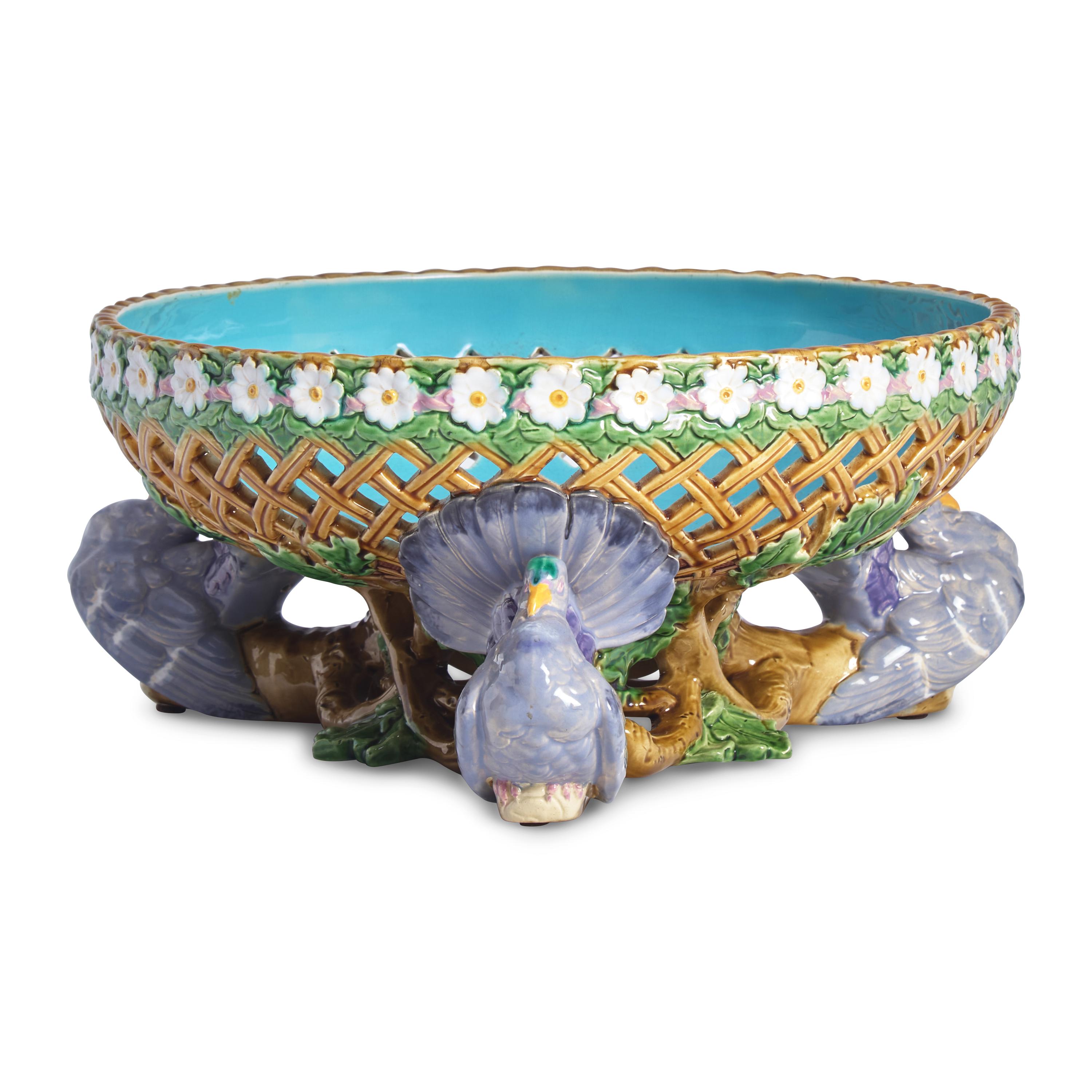 A Minton Majolica Pigeon Bowl