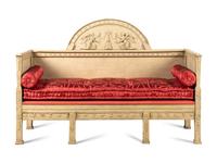 A Swedish Neoclassical Gray-Painted Hall Bench