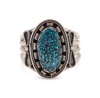 Navajo Silver and Lander Turquoise Cuff Bracelet