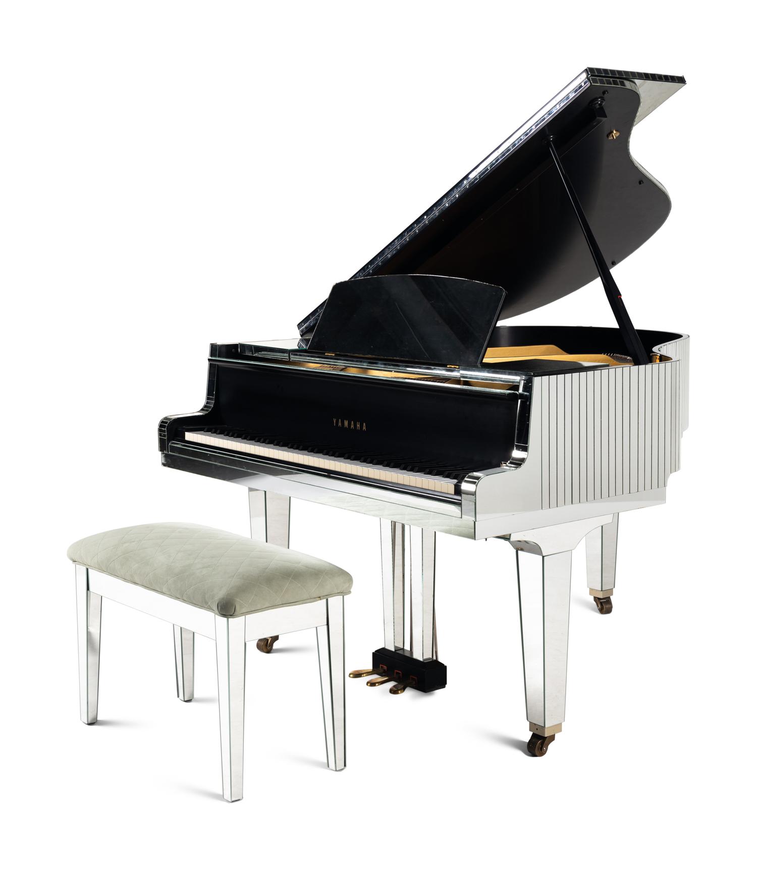 A Custom Yamaha Mirrored Baby Grand Piano