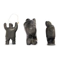 Inuit Carved Soapstone Hunters and Fishermen