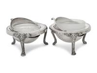 A Pair of Amercian Silver-Plate Covered Butter Servers