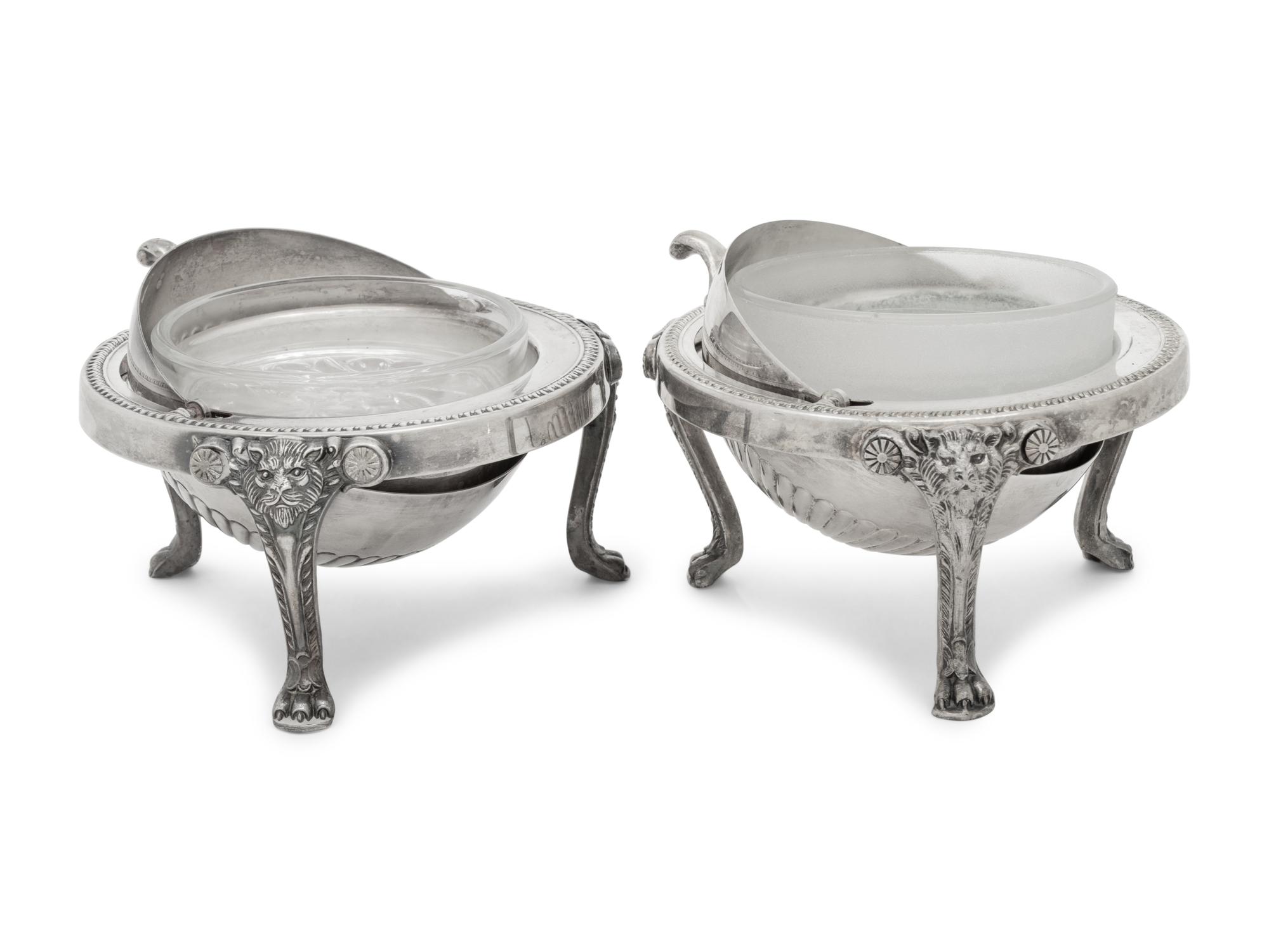 A Pair of Amercian Silver-Plate Covered Butter Servers