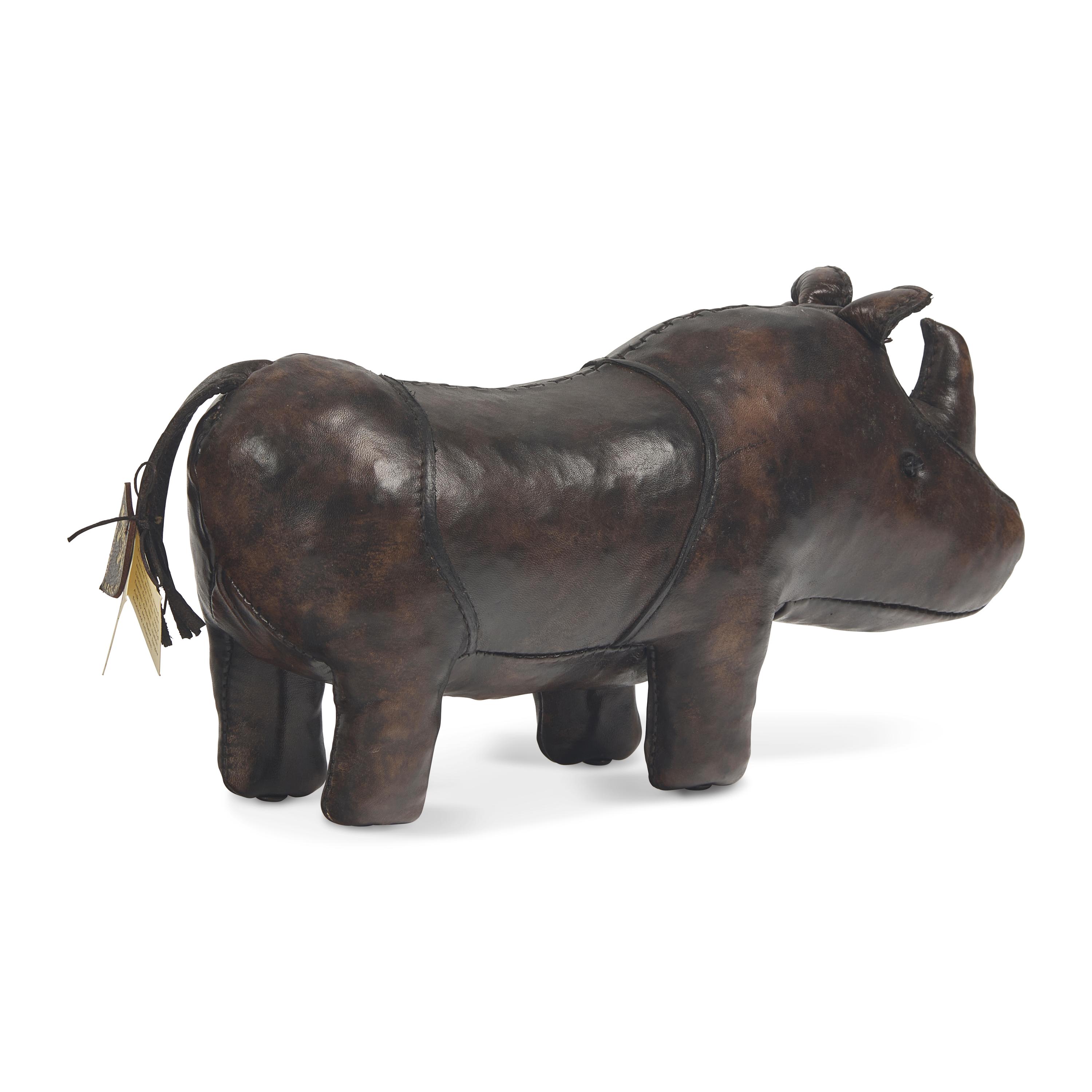 A Miniature Abercrombie & Fitch Leather Rhinoceros Footstool
