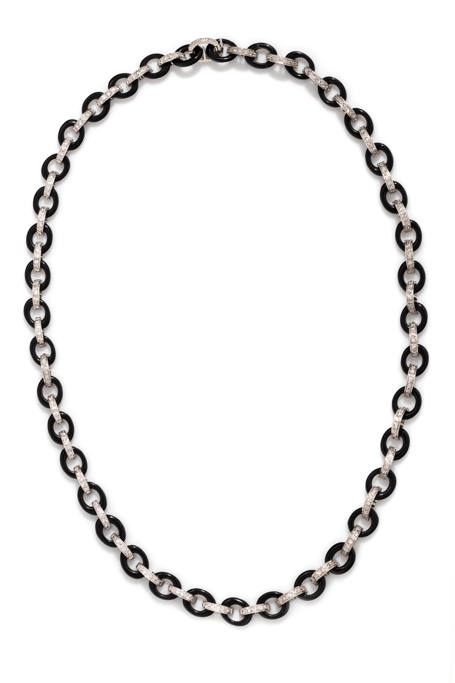 ONYX AND DIAMOND NECKLACE