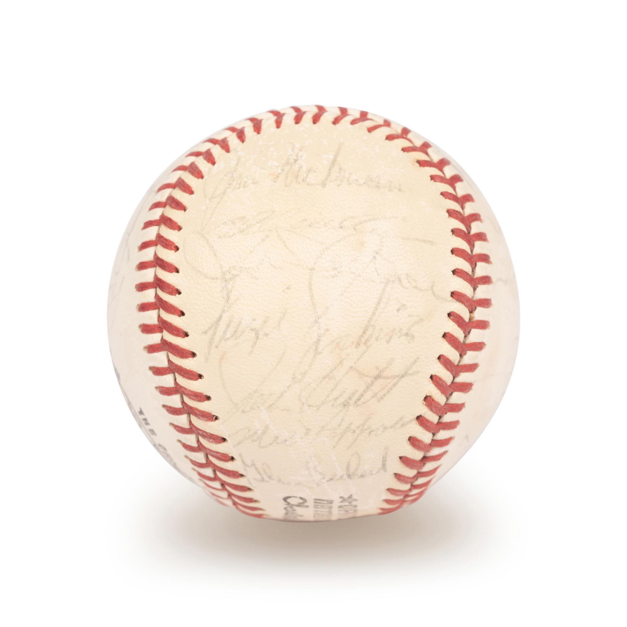 A 1970 Chicago Cubs Team Signed Autograph Baseball Including Ernie Banks, Leo Durocher, Bill Williams, Fergie Jenkins and Ron Santo (Beckett Authentication Services Letter BAS Certified),